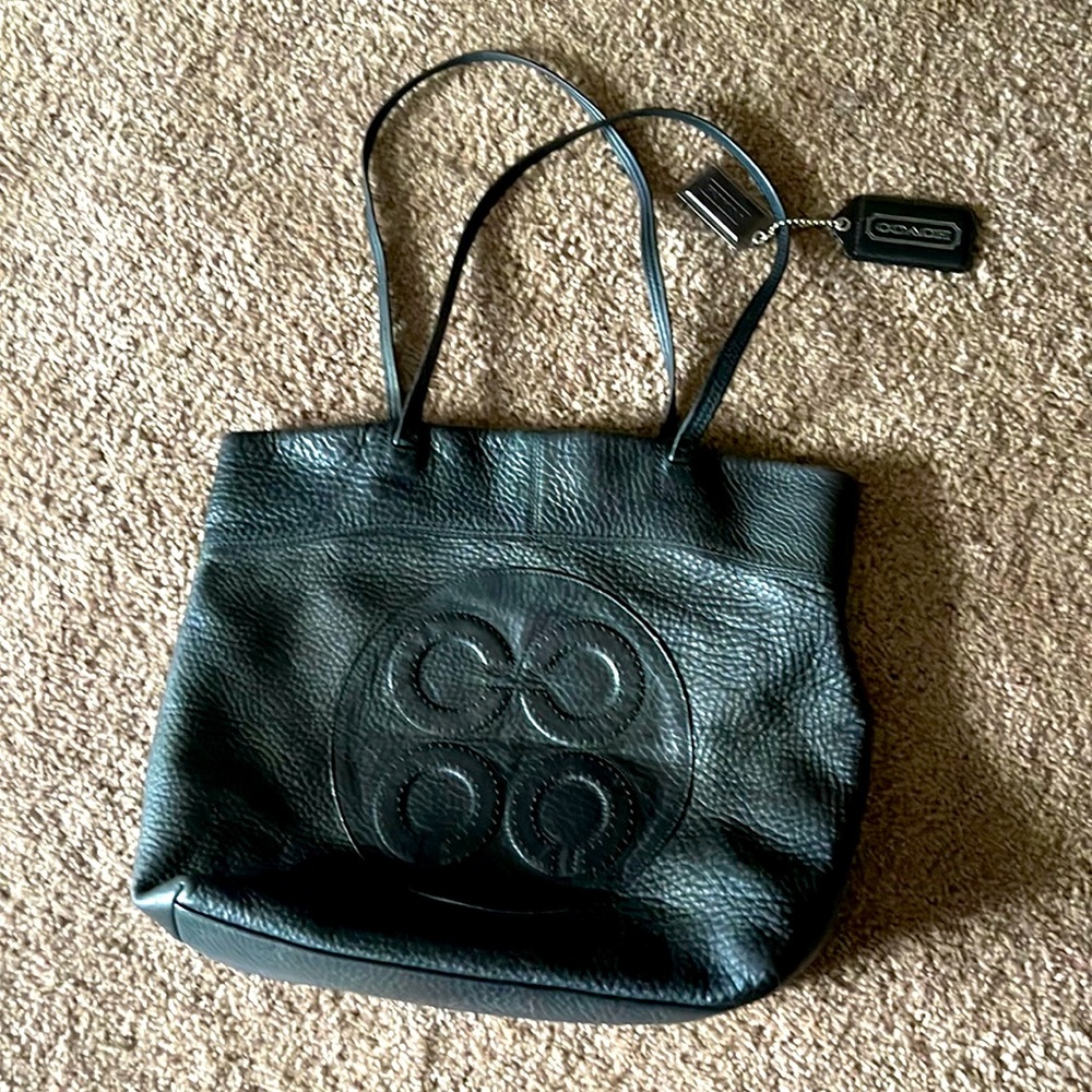 Coach black leather bag